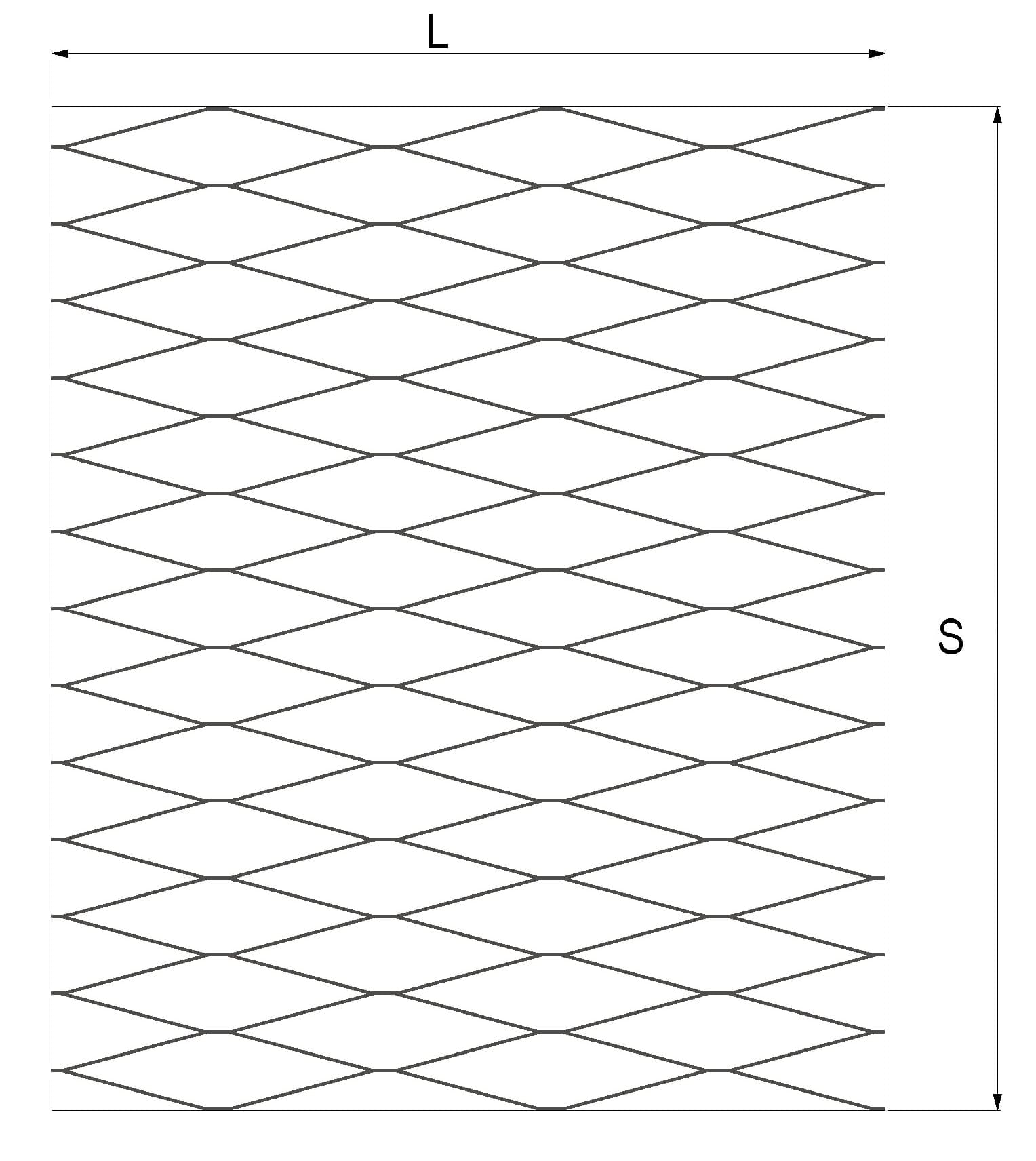 Gambar dimensi setiap bahagian jejaring logam yang dibesarkan S: PANJANG SWD arah SWD panjang produk L: PANJANG LWD arah LWD panjang produk arah L lebar maksimum 10 kaki S panjang arah tidak terhad SWO: 160mm atau lebih